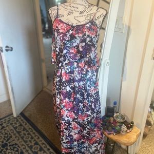 Floral dress. Spaghetti strap. Very flattering